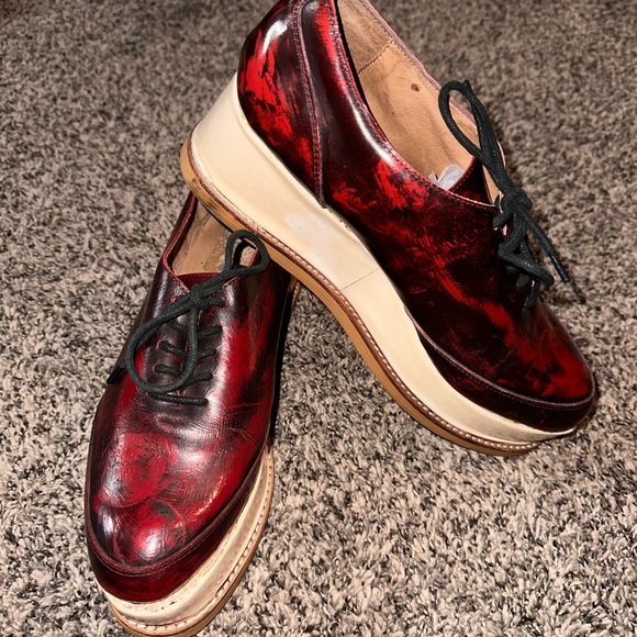 Jeffrey Campbell Shoes - Jeffrey Campbell Handmade Ibiza Last platform leather maroon shoes lace up 9